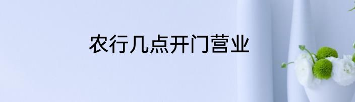 农行几点开门营业