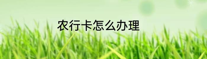 农行卡怎么办理