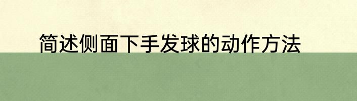 简述侧面下手发球的动作方法