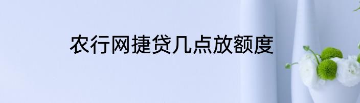 农行网捷贷几点放额度