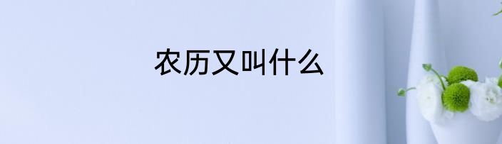 农历又叫什么