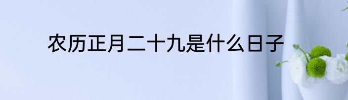 农历正月二十九是什么日子