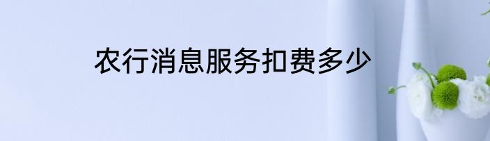 农行消息服务扣费多少