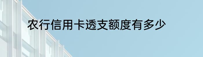 农行信用卡透支额度有多少