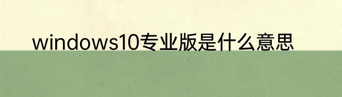 windows10专业版是什么意思
