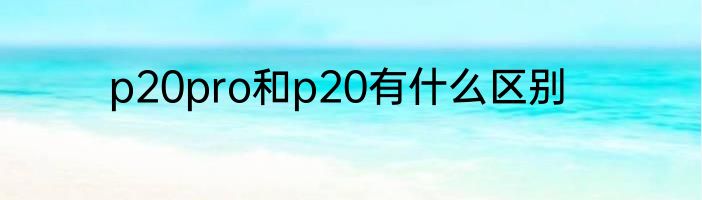 p20pro和p20有什么区别