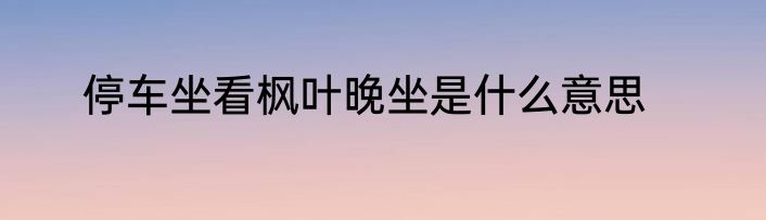 停车坐看枫叶晚坐是什么意思