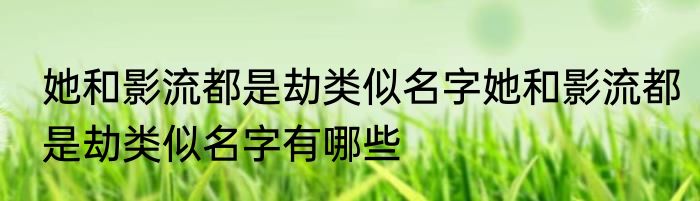 她和影流都是劫类似名字她和影流都是劫类似名字有哪些