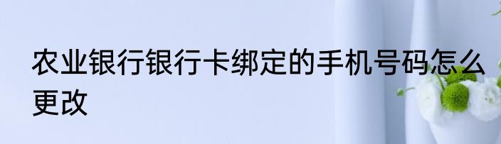 农业银行银行卡绑定的手机号码怎么更改