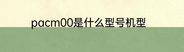 pacm00是什么型号机型