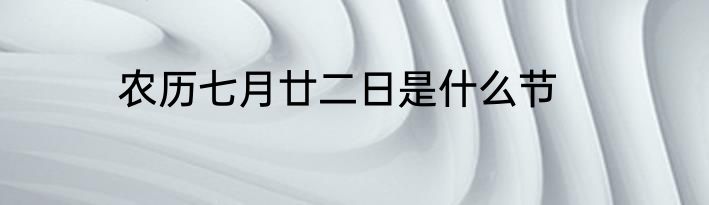 农历七月廿二日是什么节