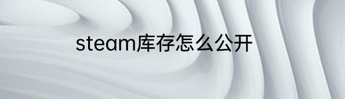 steam库存怎么公开