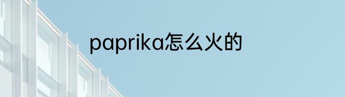paprika怎么火的