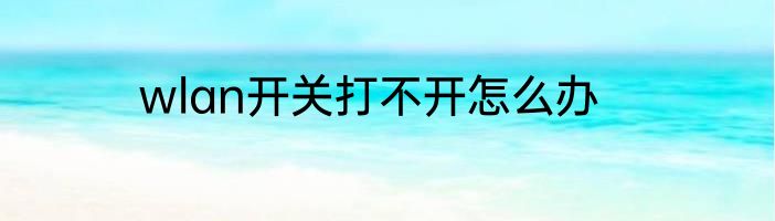 wlan开关打不开怎么办