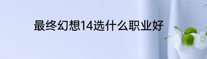 最终幻想14选什么职业好