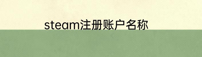 steam注册账户名称