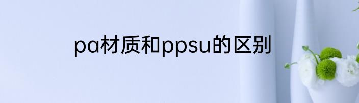 pa材质和ppsu的区别
