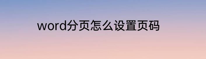 word分页怎么设置页码