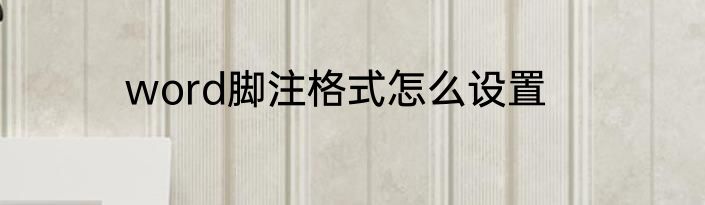 word脚注格式怎么设置