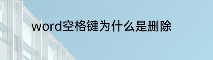 word空格键为什么是删除