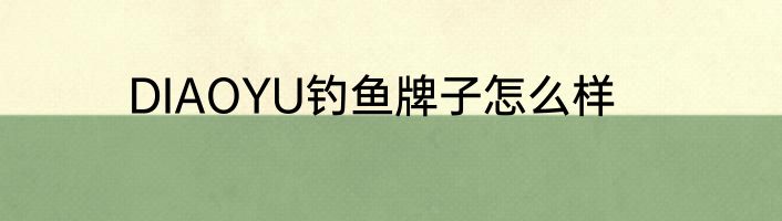 DIAOYU钓鱼牌子怎么样