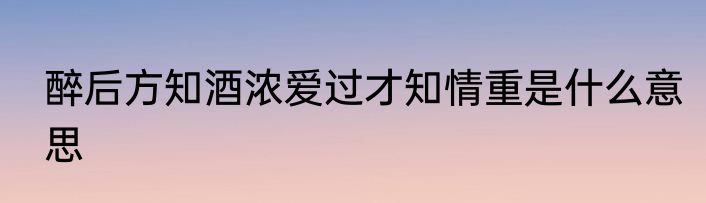 醉后方知酒浓爱过才知情重是什么意思