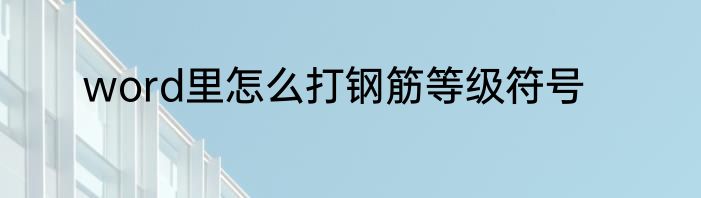 word里怎么打钢筋等级符号