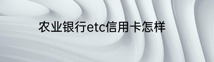 农业银行etc信用卡怎样
