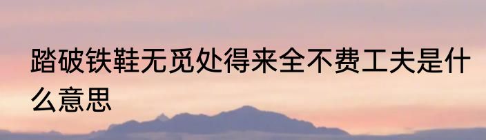 踏破铁鞋无觅处得来全不费工夫是什么意思
