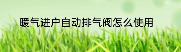 暖气进户自动排气阀怎么使用