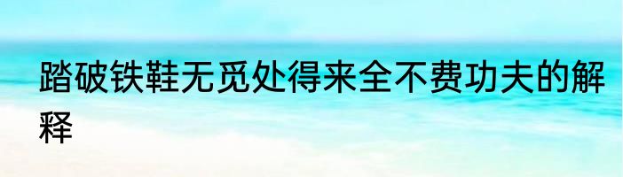踏破铁鞋无觅处得来全不费功夫的解释