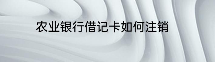 农业银行借记卡如何注销
