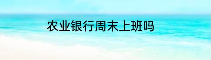 农业银行周末上班吗