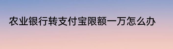 农业银行转支付宝限额一万怎么办