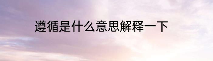 遵循是什么意思解释一下