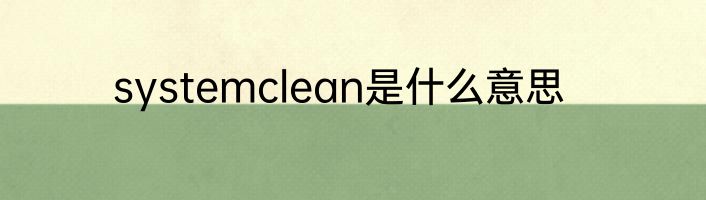 systemclean是什么意思