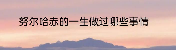 努尔哈赤的一生做过哪些事情