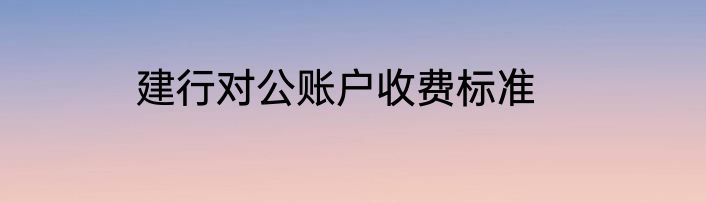 建行对公账户收费标准