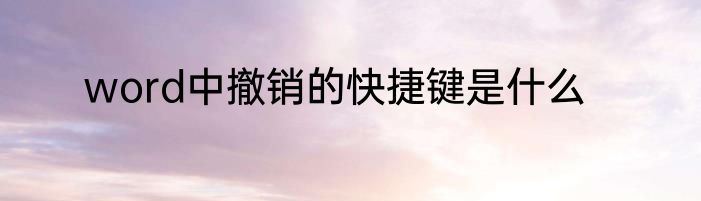 word中撤销的快捷键是什么