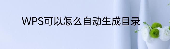 WPS可以怎么自动生成目录