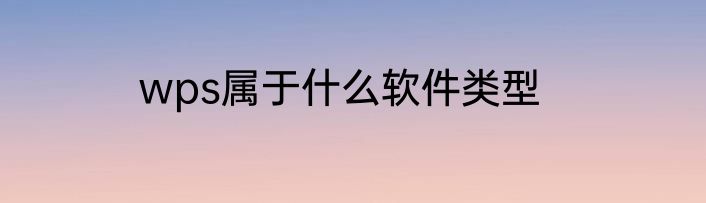 wps属于什么软件类型