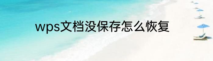 wps文档没保存怎么恢复