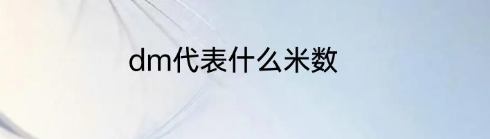 dm代表什么米数