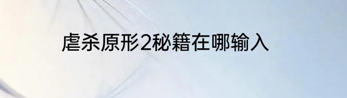 虐杀原形2秘籍在哪输入