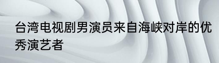 台湾电视剧男演员来自海峡对岸的优秀演艺者