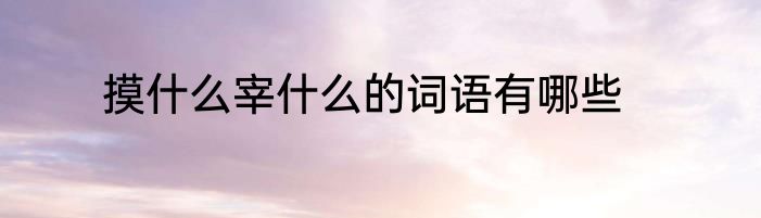 摸什么宰什么的词语有哪些