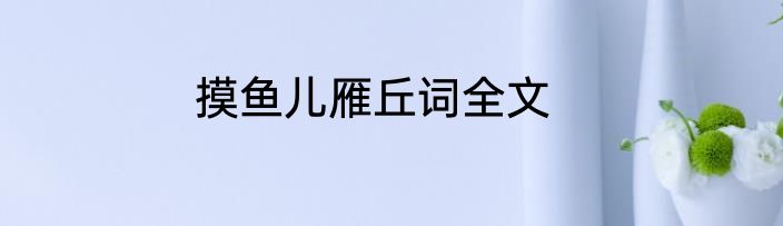 摸鱼儿雁丘词全文