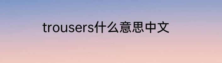 trousers什么意思中文