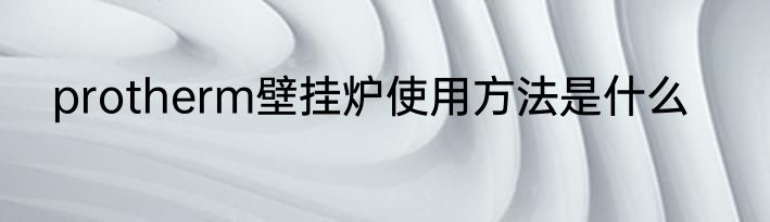 protherm壁挂炉使用方法是什么
