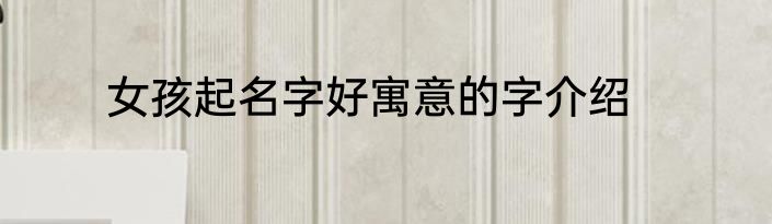 女孩起名字好寓意的字介绍
